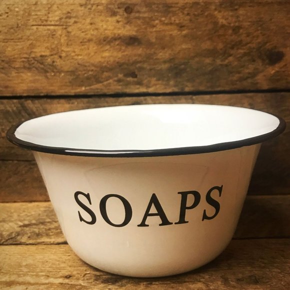 Other - Enamelware Soaps Bowl white with black trim